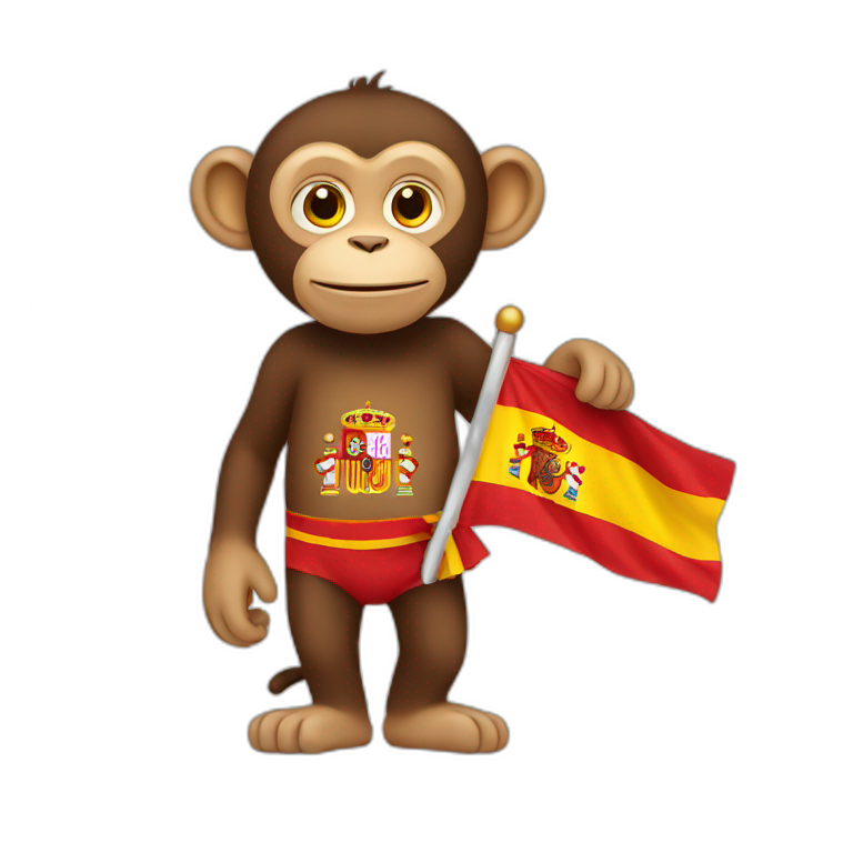 A monkey holding Spain flag emoji