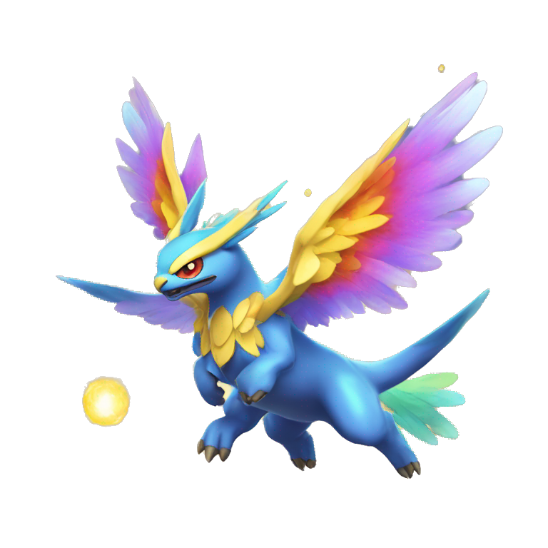Celestial Colorful Vibrant Colors Flying Advanced Fakémon-Legendary-Pokémon-Creature Full Body emoji
