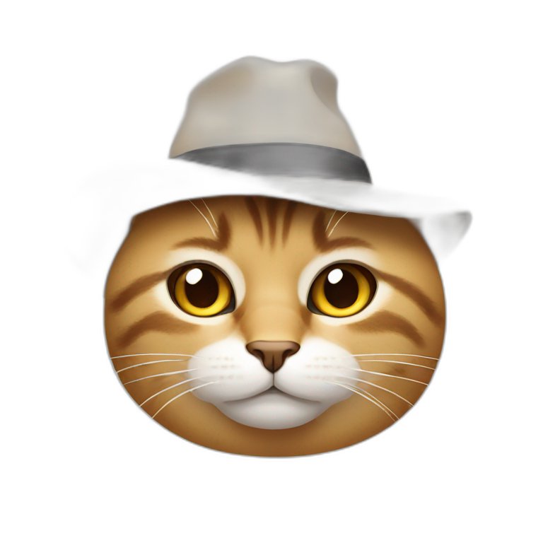 cat with a hat with a bored face emoji