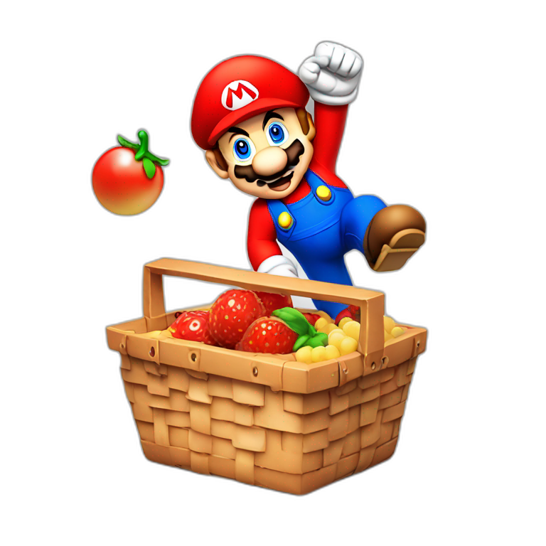 mario bouncing off a picnic basket emoji