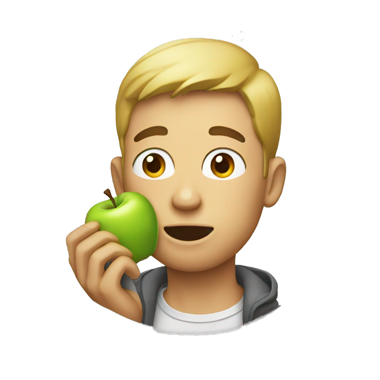 Men eating apple emoji