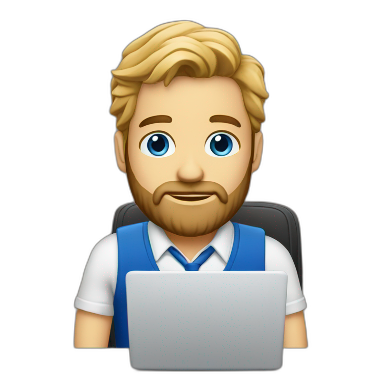Ikea manager blue eyes beard with laptop emoji