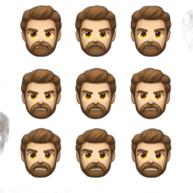 brown haired bearded man angry emoji