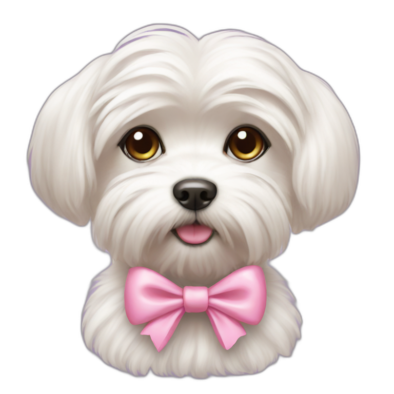 Maltese dog pink bow emoji