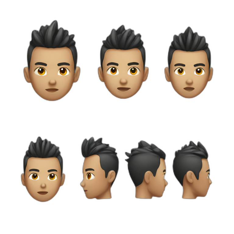 asian boy with mohawk hair in leather hoodie emoji