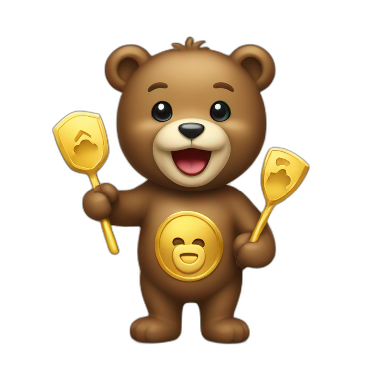 happy bear with gold pick emoji
