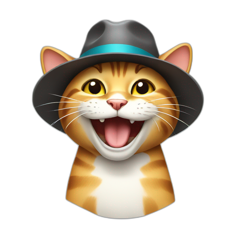 laughing cat with hat emoji