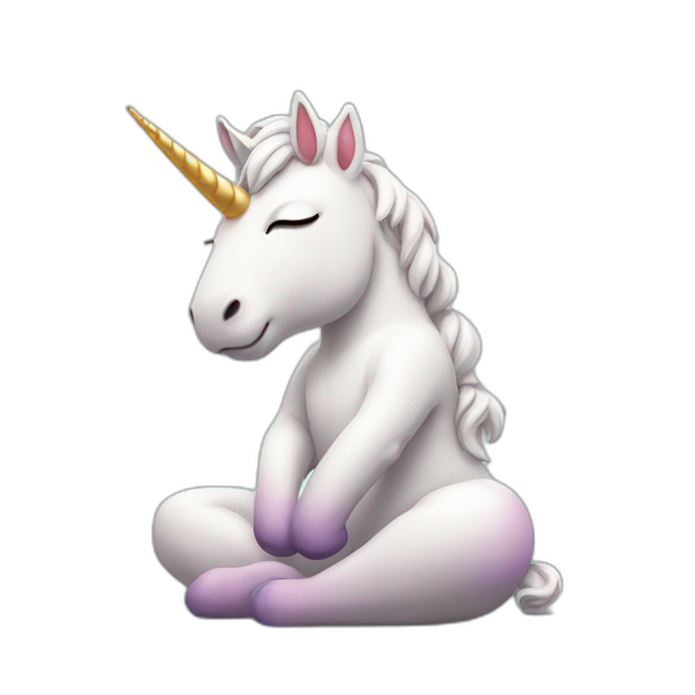 cute Unicorn meditating emoji