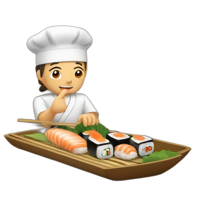 Salamèche en train de manger des sushis emoji