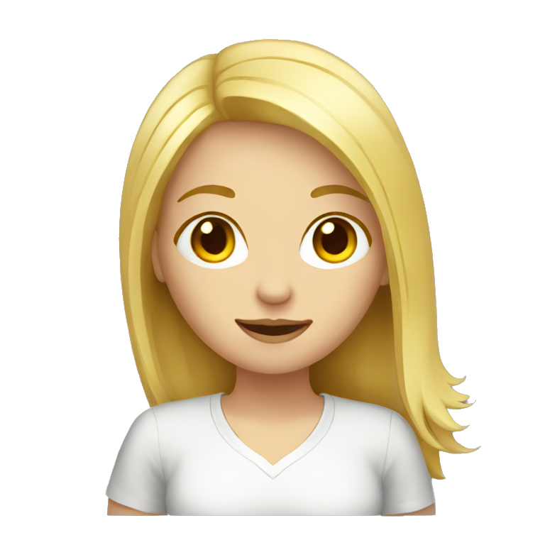 Blond girl with computer emoji