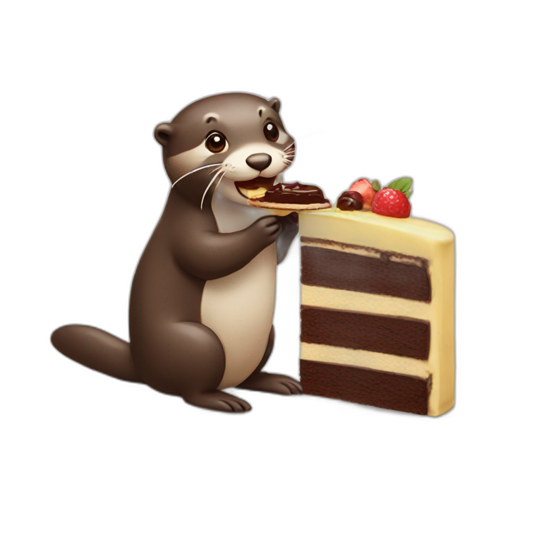 otter eating cake emoji