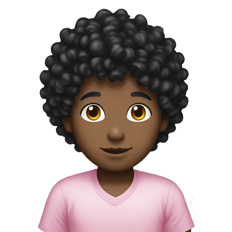 Black curly hair boy hello kitty emoji