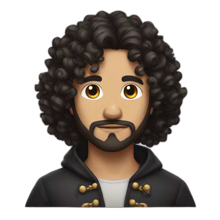 Dungeon master curly dark hair emoji