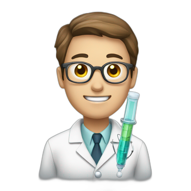 A doctor in a white coat and a syringe emoji