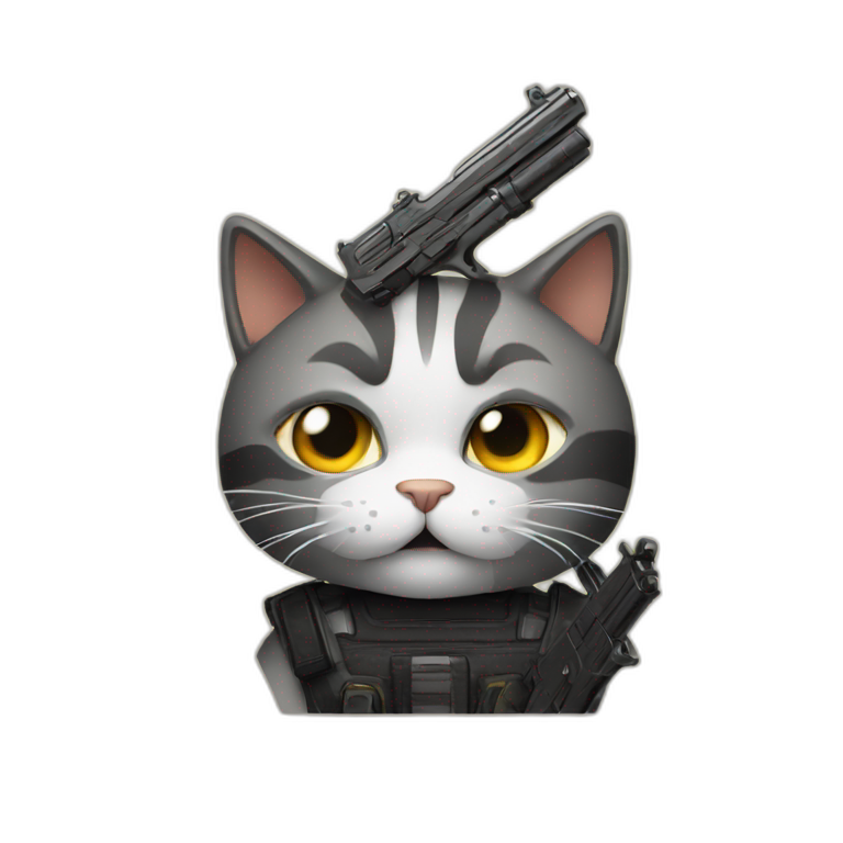 Cat with 4 guns emoji