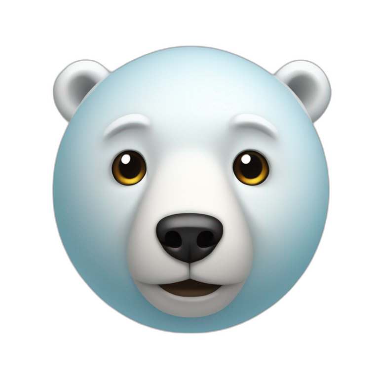 3d sphere with a cartoon Polar Bear skin texture with big calm eyes emoji