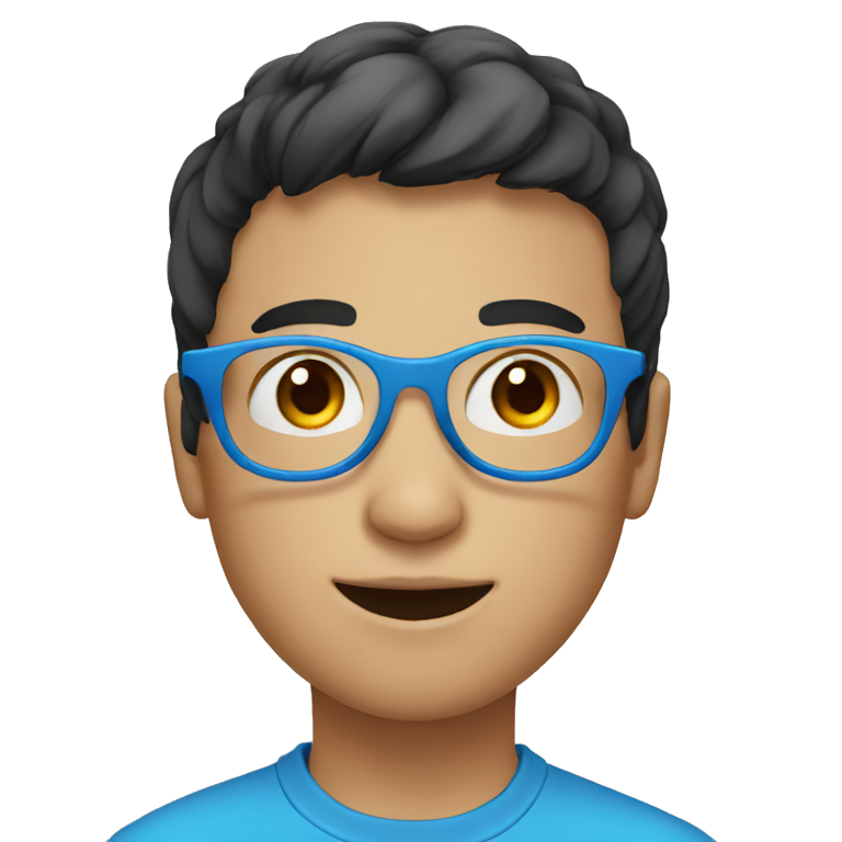 boy with blue round glasses short dark hair emoji