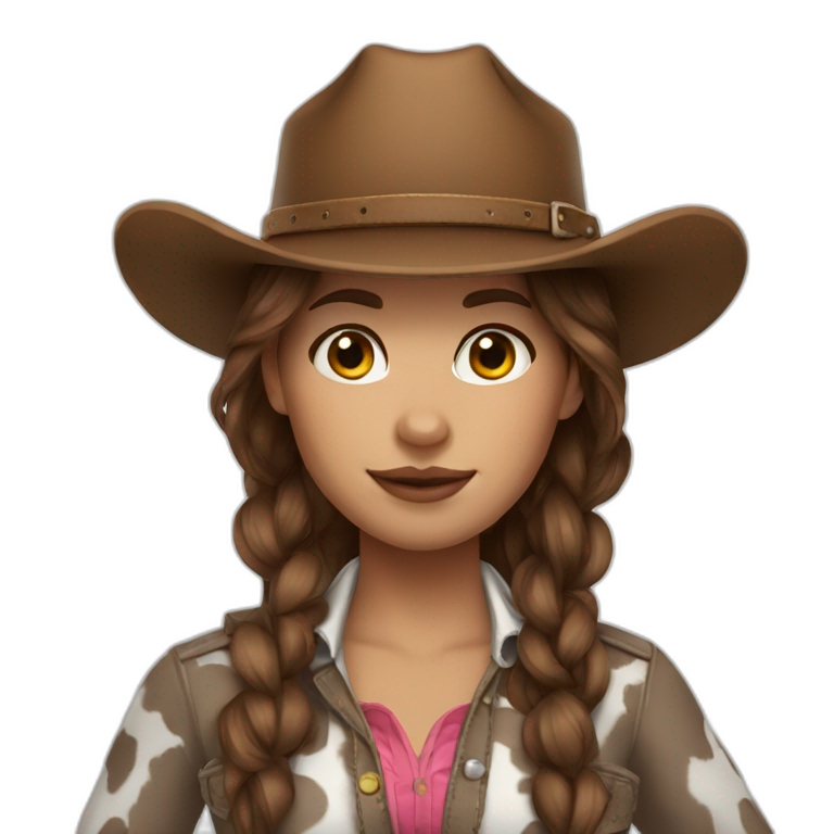 cow girl brown hair emoji
