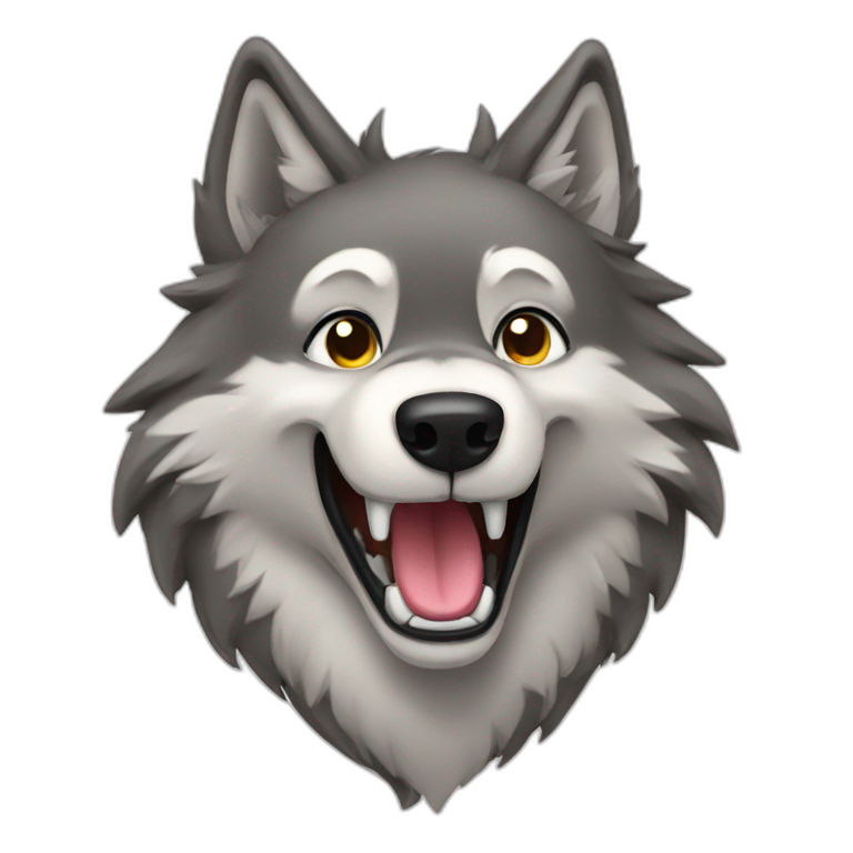 Wolf happy emoji