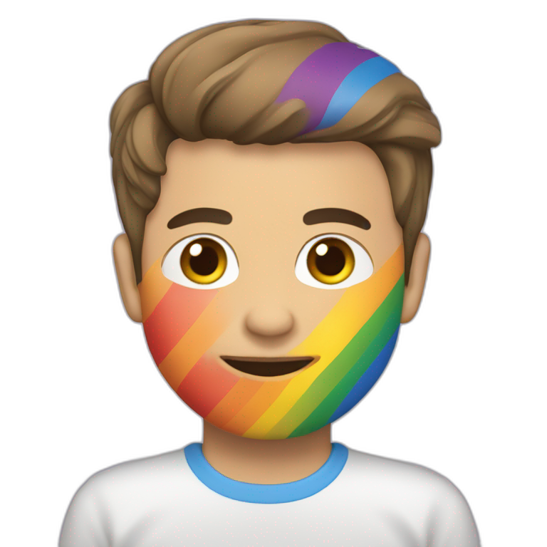 Un homosexuel tenant un drapeau LGBT emoji