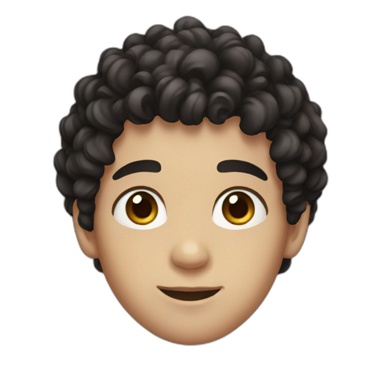 Boy, black curly hair, brown eyes, white skin emoji