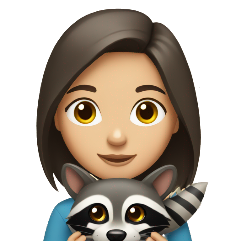 Brunette girl holding a raccoon  emoji