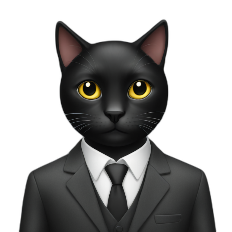 black cat on suit working emoji