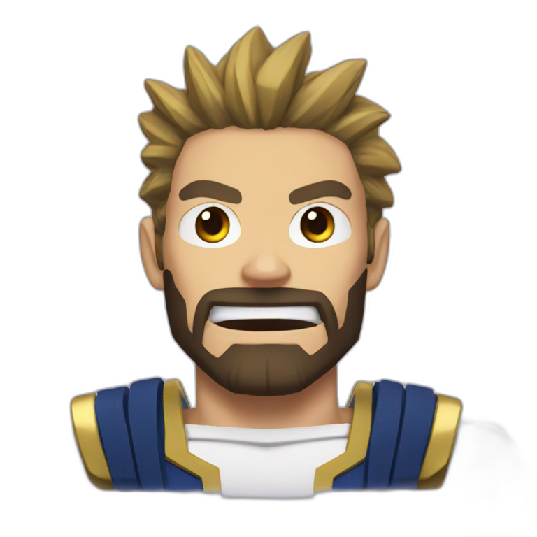 All Might "I AM HERE" with a brown beard emoji