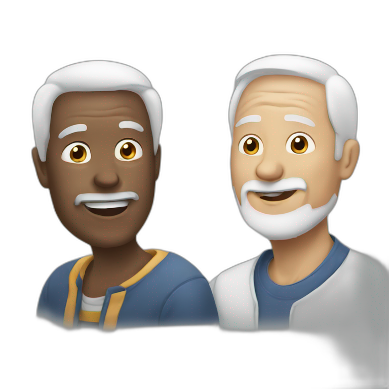 two old white friends communicating emoji