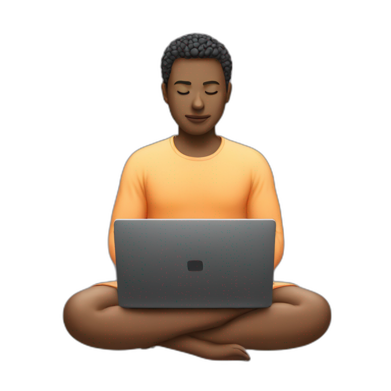 Meditating on laptop screen emoji