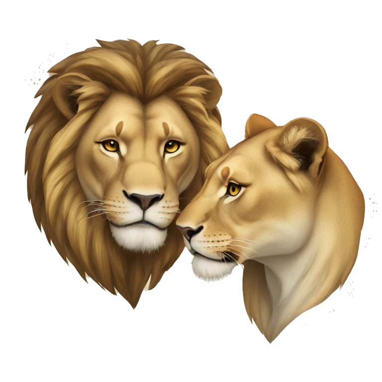 lion and lioness rubbing heads emoji