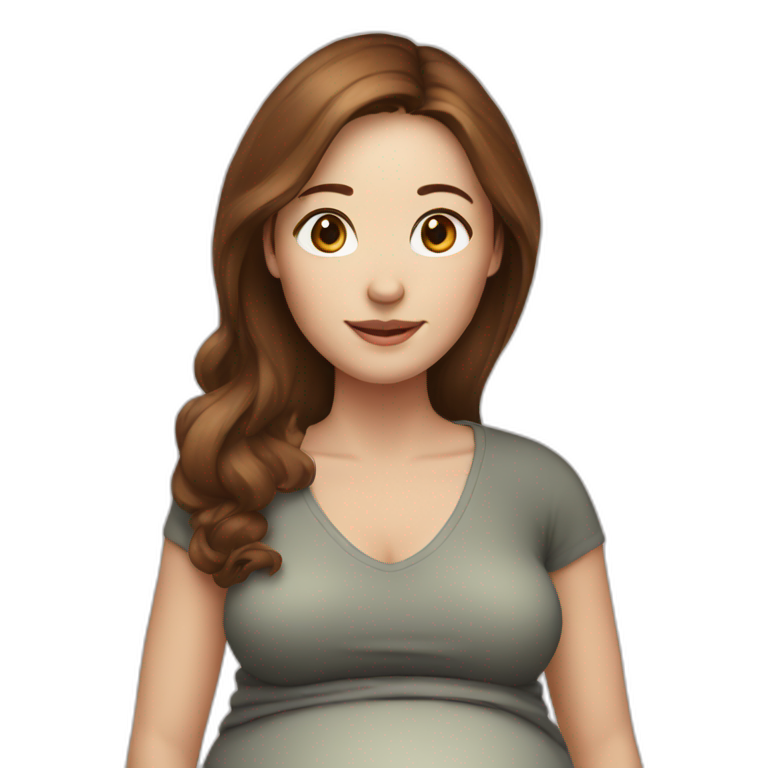 pregnant woman white skin, brown hair emoji