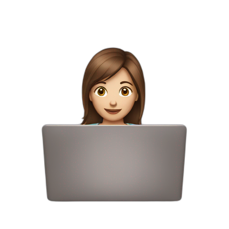 Women with brown hair in laptop emoji