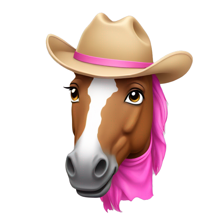 horse with pink cowboy hat posing emoji