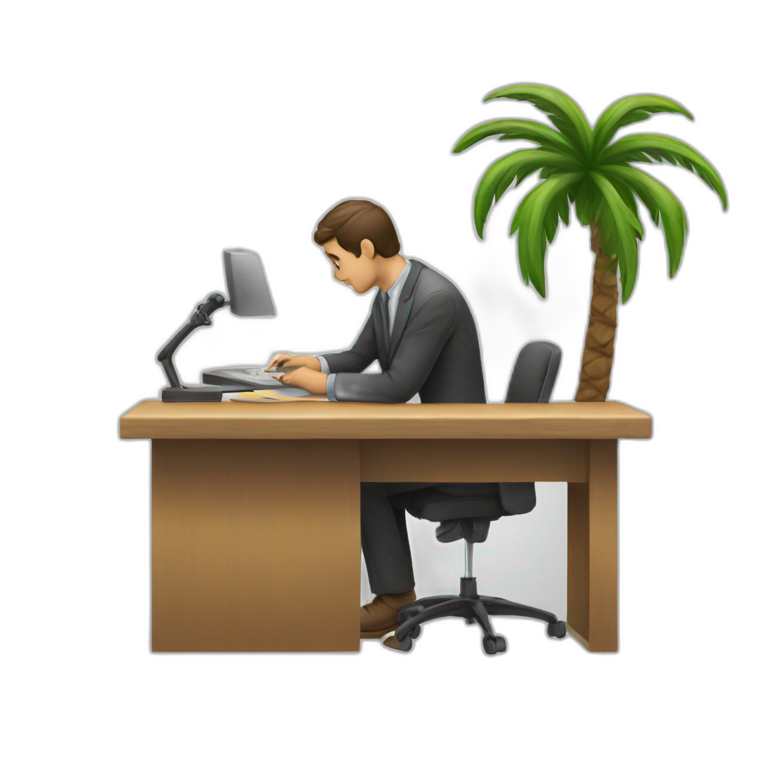 a a man witj a palm desk registering a item emoji