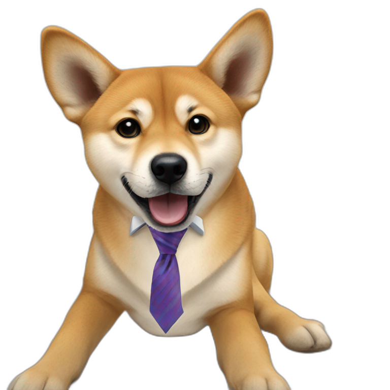 dog with necktie on floor emoji