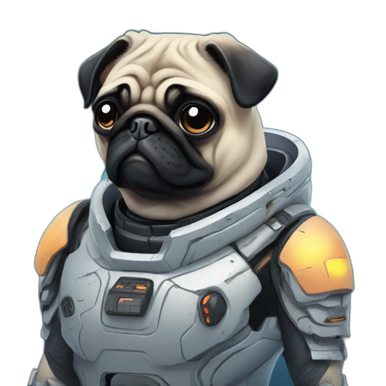 A pug in cyberpunk space emoji