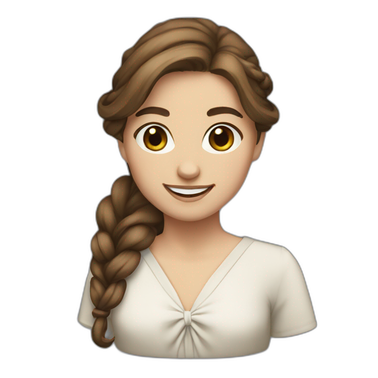 brown hair girl smiling long hair tied up formals emoji