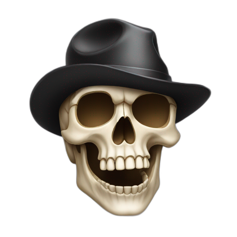 a skull with hat emoji