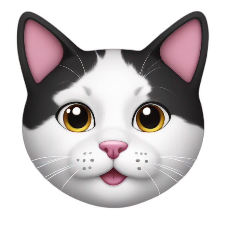 White and black cat with pink nose  emoji