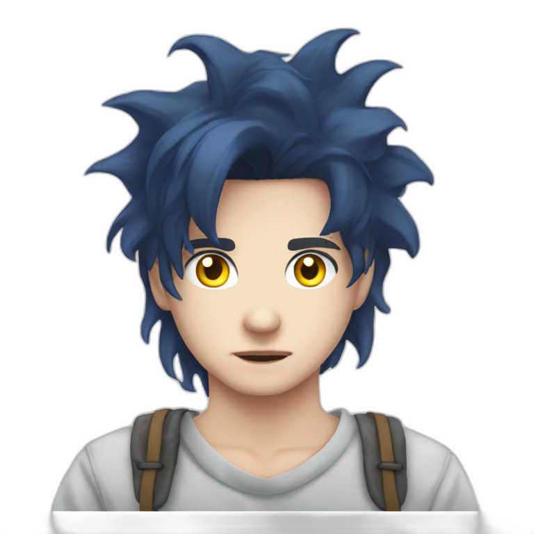serene blue-eyed boy in white emoji