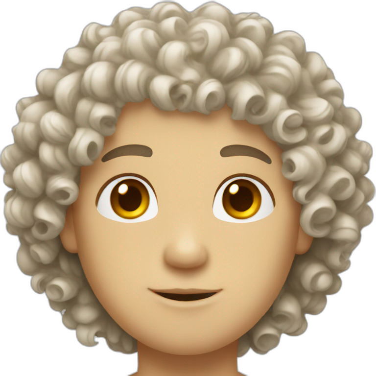 a white curly hair guy with brown curly hair girl emoji