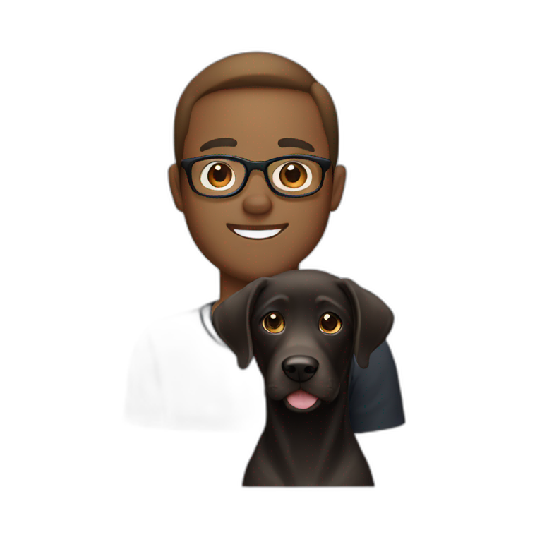 black lab with man light Brown Hair and glasses emoji