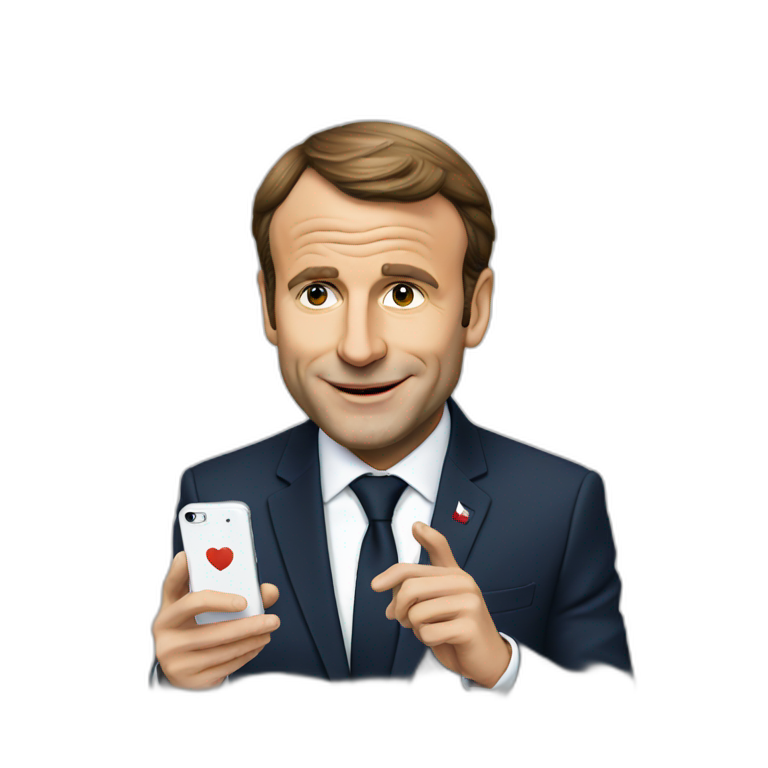 Macron avec un Iphone emoji