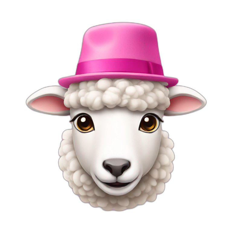a sheep with pink hat emoji