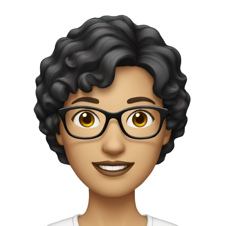 caucasian-woman-black-wavy-short-hair-glasses emoji