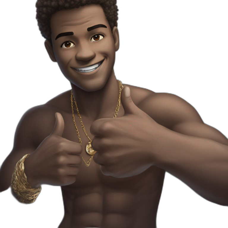 smiling afro boy with jewelry emoji