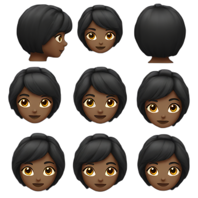 black hair woman emoji