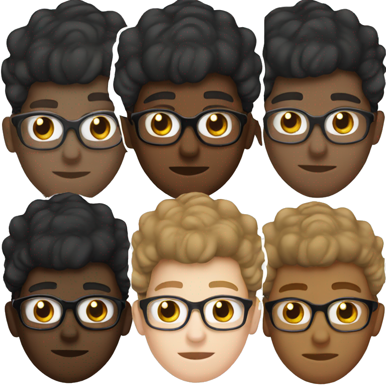white boy curly long brown hair glasses black hat emoji