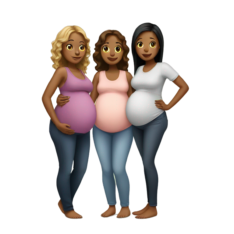 Three pregnant friends emoji